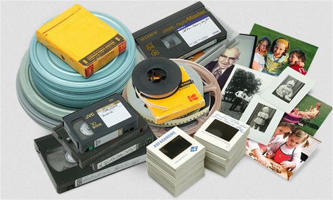 Convert photos, slides, negatives, 8mm film, Super 8, 16mm film, VHS, VHS-C, 8mm/Hi8 tape, MiniDV, and Betamax